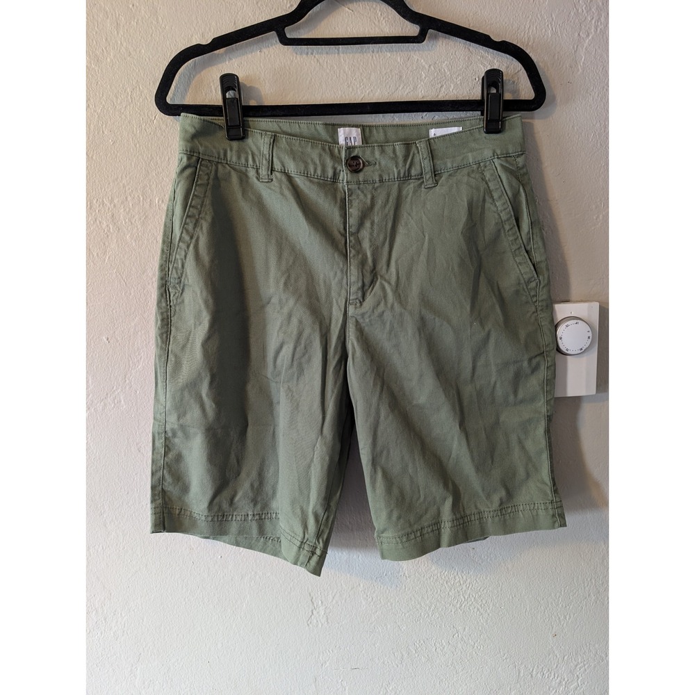 Gap Women's Size 6 Chino Shorts 9" Bermuda Olive Green Stretch Cotton